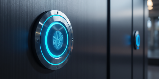 国际知名半导体品牌标识,蓝色科技风格,圆形设计