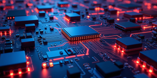 全球领先芯片制造商标识,红色配色方案,方形设计